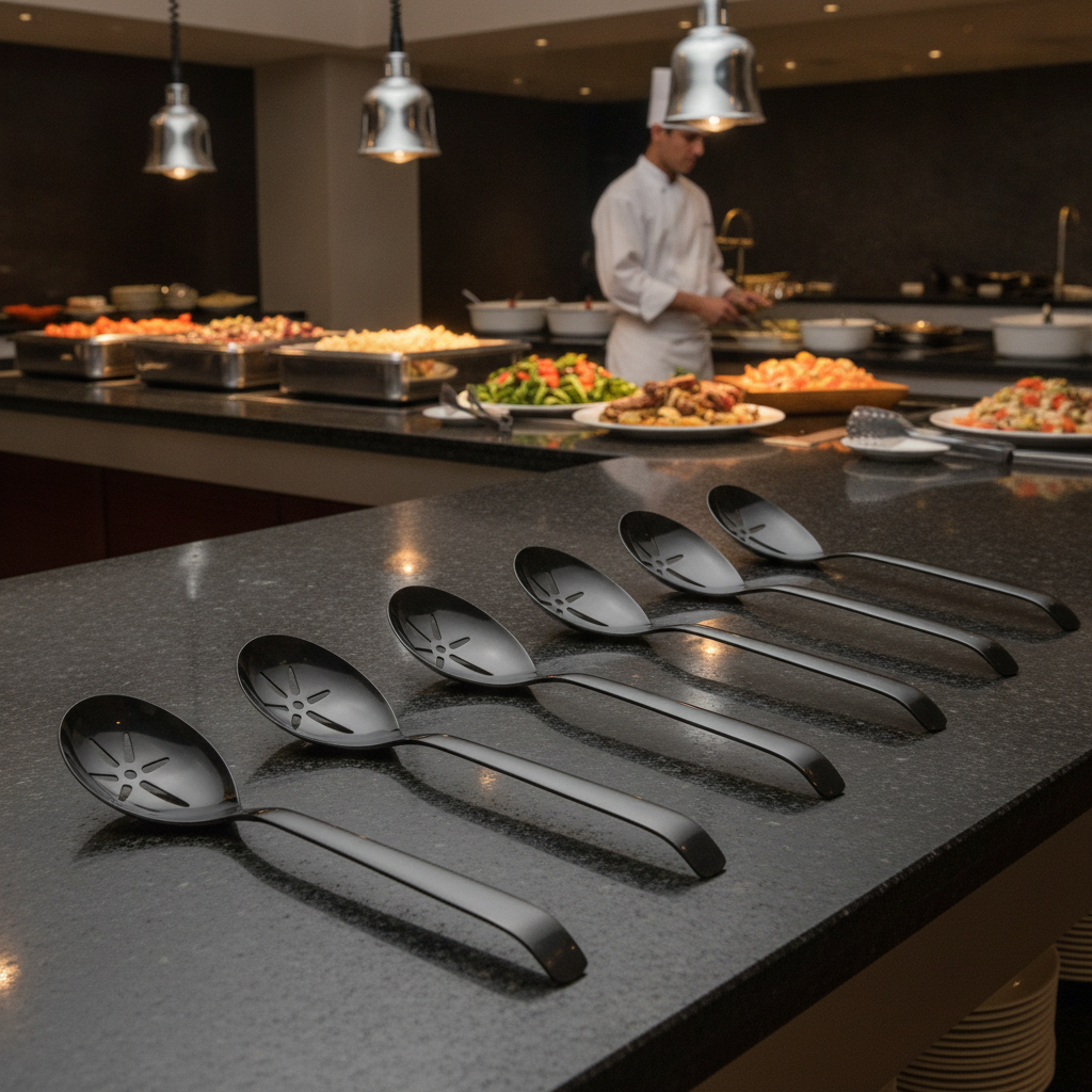 18/10 Stainless Steel Slotted Serving Spoon for Buffets (Pack of 6)