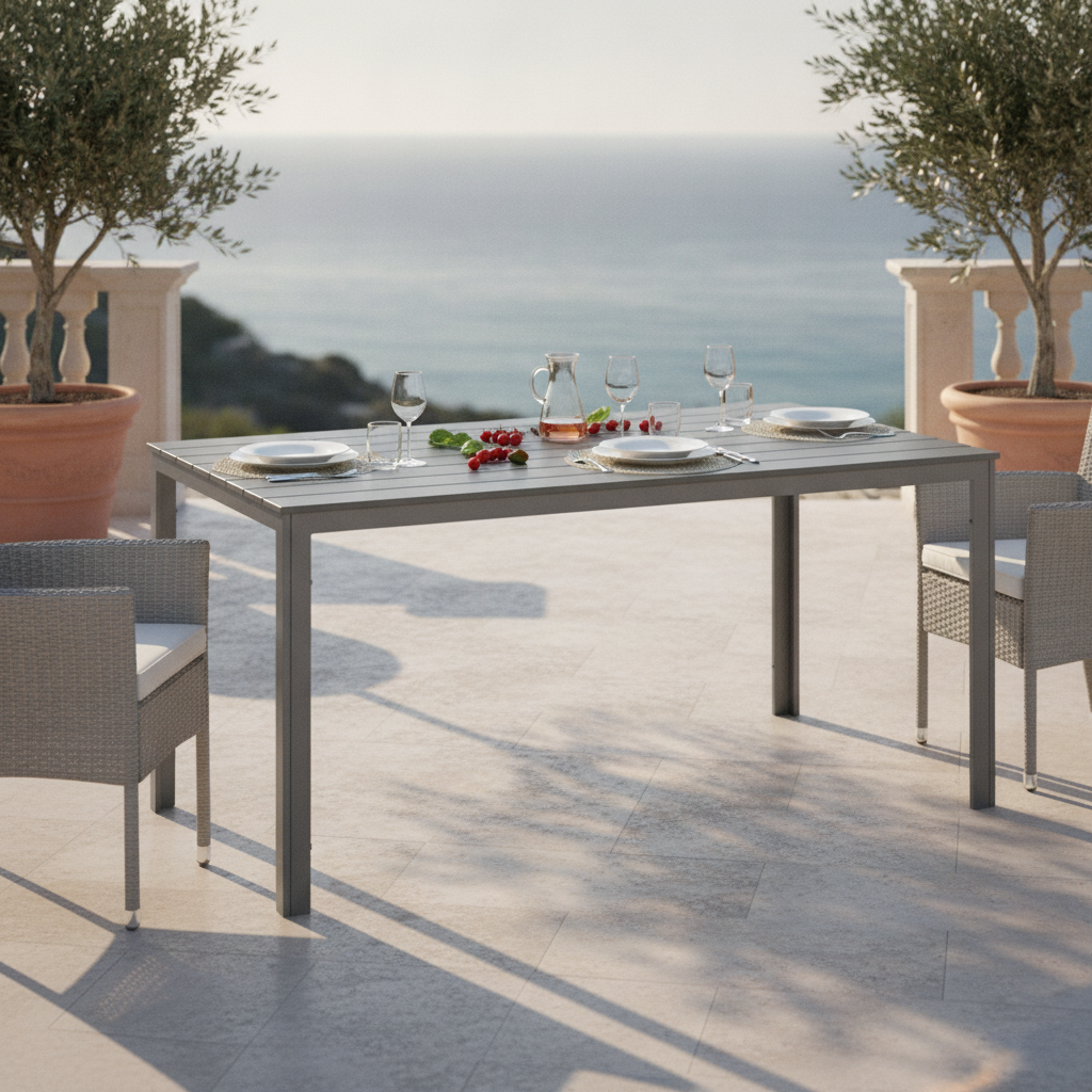 HDPE Grey Slatted Outdoor Table 742mm for Al Fresco Dining