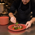 Oval Coupe Plates Red Vitrified Ceramic for Catering (Pack of 12)