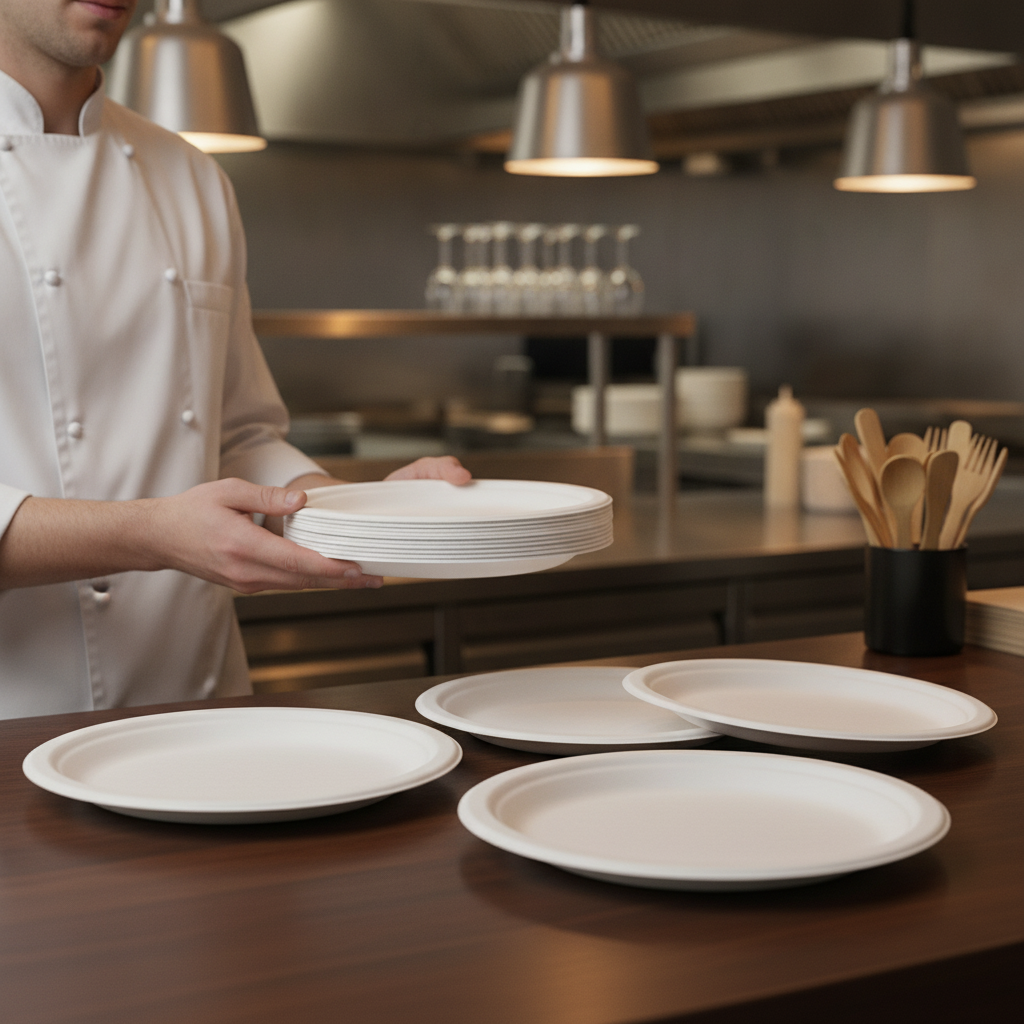 Bagasse Round Plates 179mm for Festivals & Food Markets (Pack of 50)