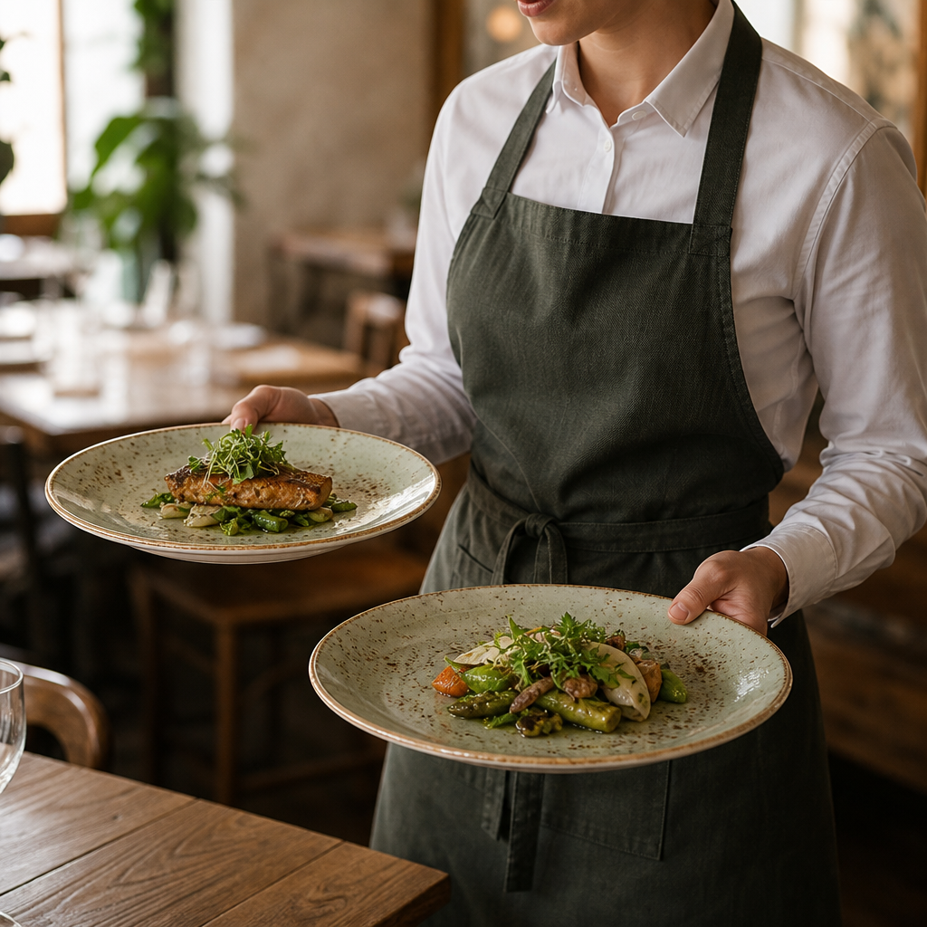 Plates 255mm Green Porcelain for Cafés & Restaurants (Pack of 12)