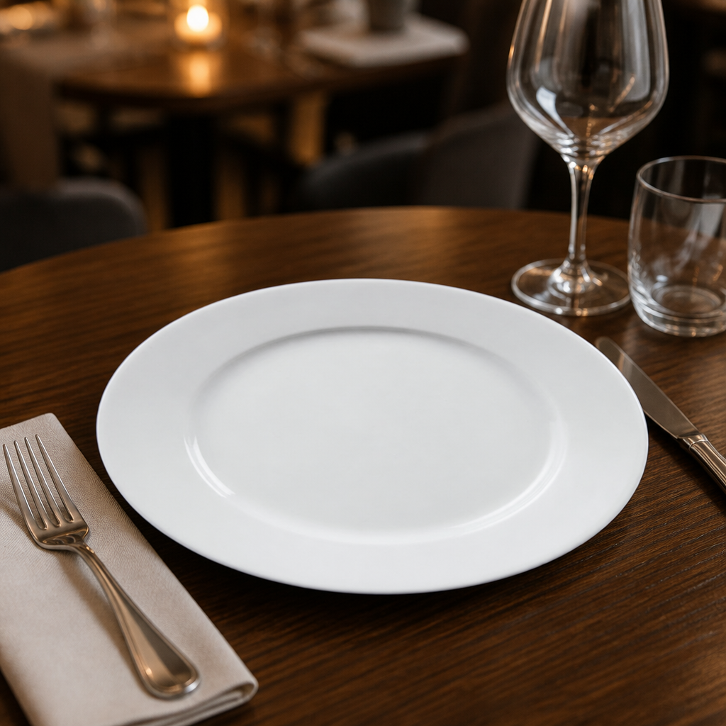 Wide Rimmed Porcelain Plates 202mm for Catering Environments
