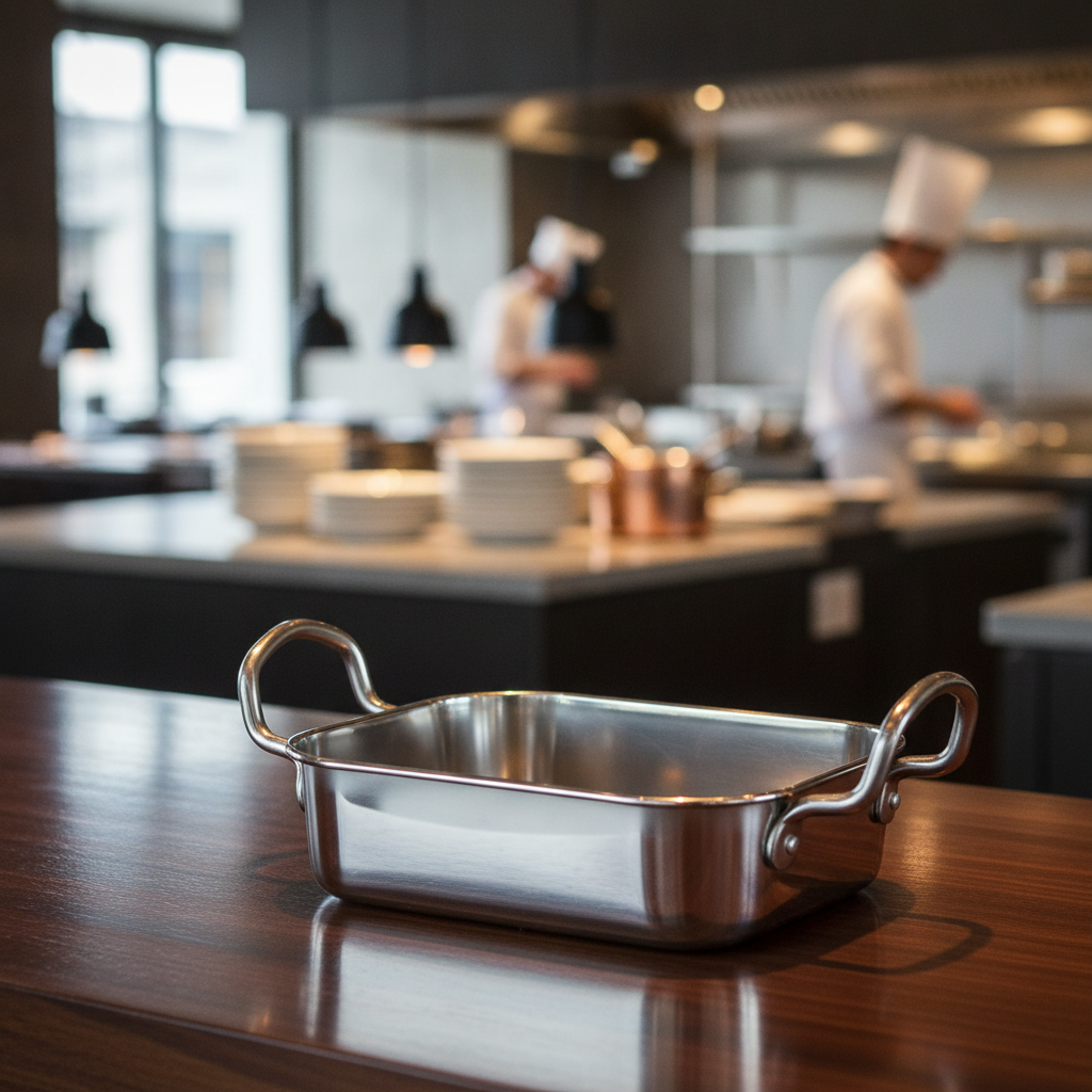Stainless Steel Rectangular Dish 140x90mm for Table Presentation