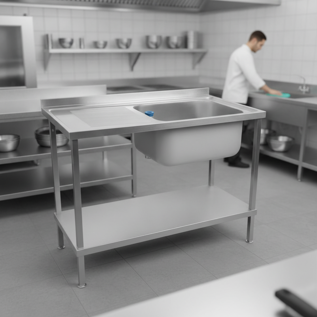 304 Stainless Steel Sink with Left Hand Drainer 1200mm for Commercial Kitchens