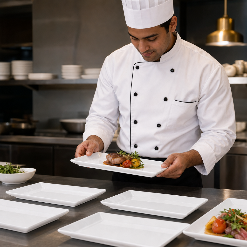 Rectangular Trays 287x190mm Vitrified Ceramic for Professional Use (Pack of 6)