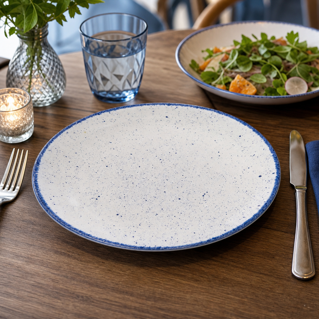 Blue Coupe Plates 217mm Indigo Porcelain for Restaurants & Cafés (Pack of 12)