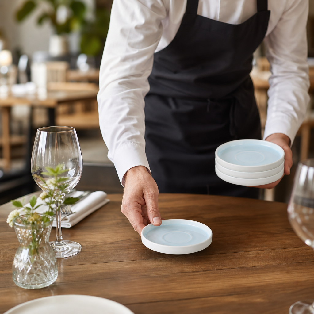 Saucers 155mm Aqua Porcelain for Stylish Table Settings (Pack of 6)