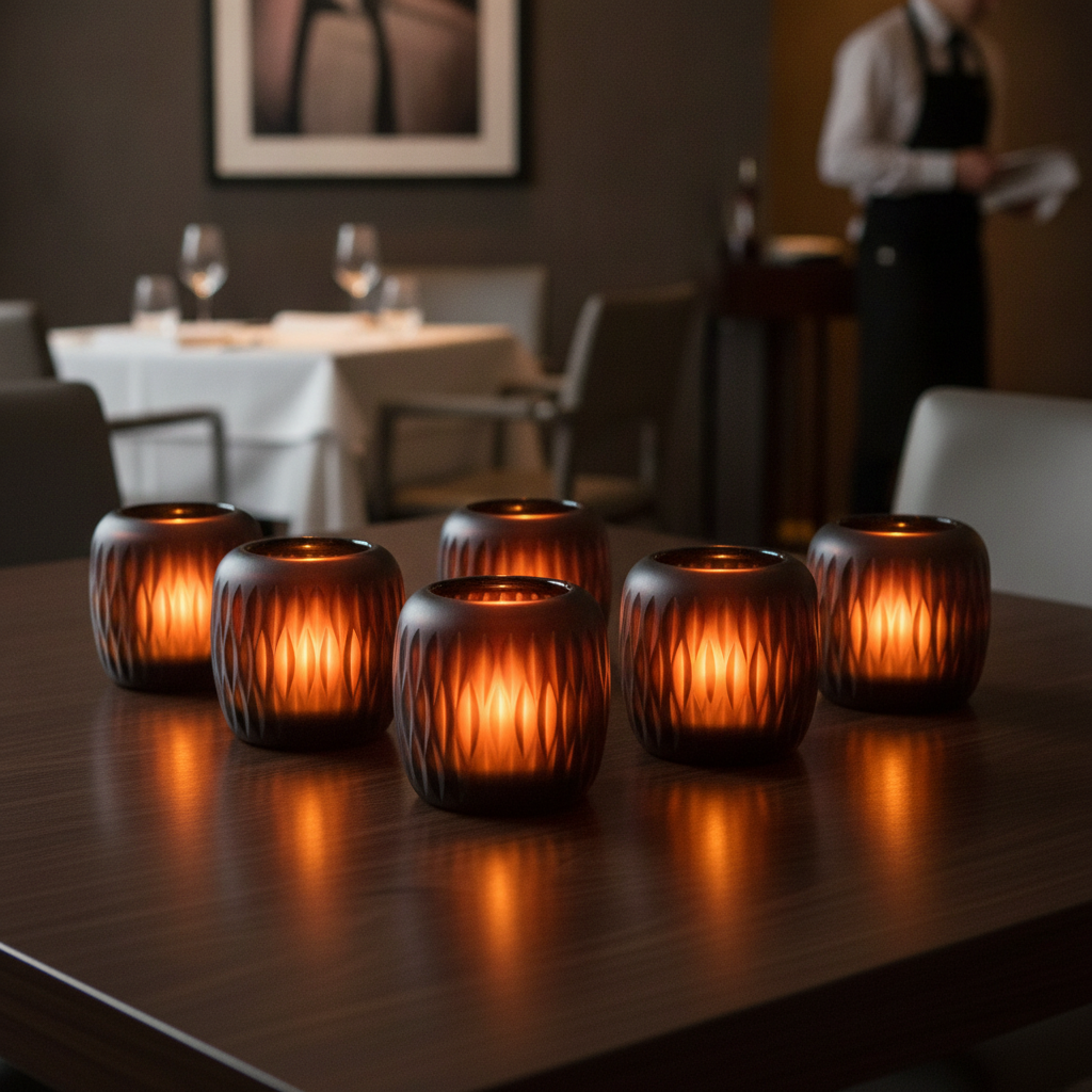 Amber Glass Votive Candle Holders 108 x 102mm for Event Venues (Pack of 18)