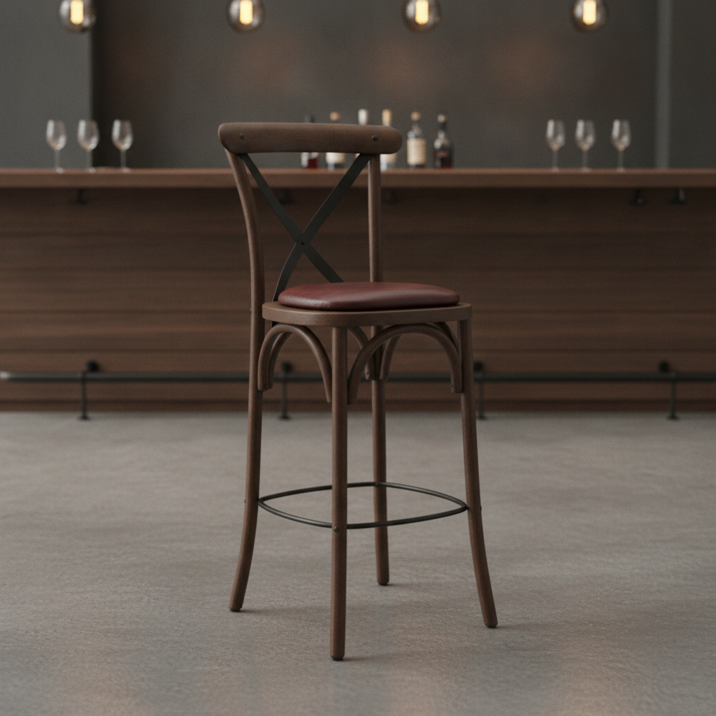 Rubber Wood Bar Chair with Padded Seat 1180mm for Stylish Seating