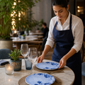 Boho Coupe Plates 150mm Blue Porcelain for Elegant Dining (Pack of 12)