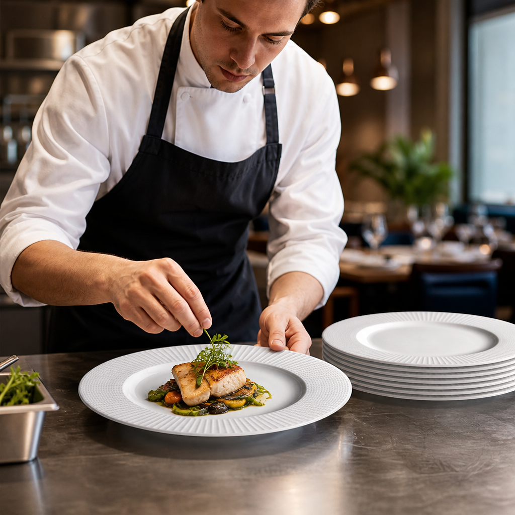 Willow Mid Rim Plates 300mm for Restaurant & Hotel Use (Pack of 12)