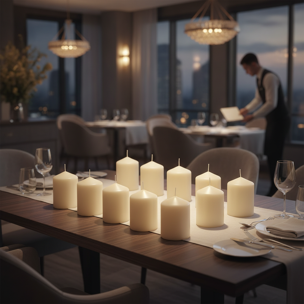 Wax Ivory Pillar Candles 3in for Elegant Dining (Pack of 12)
