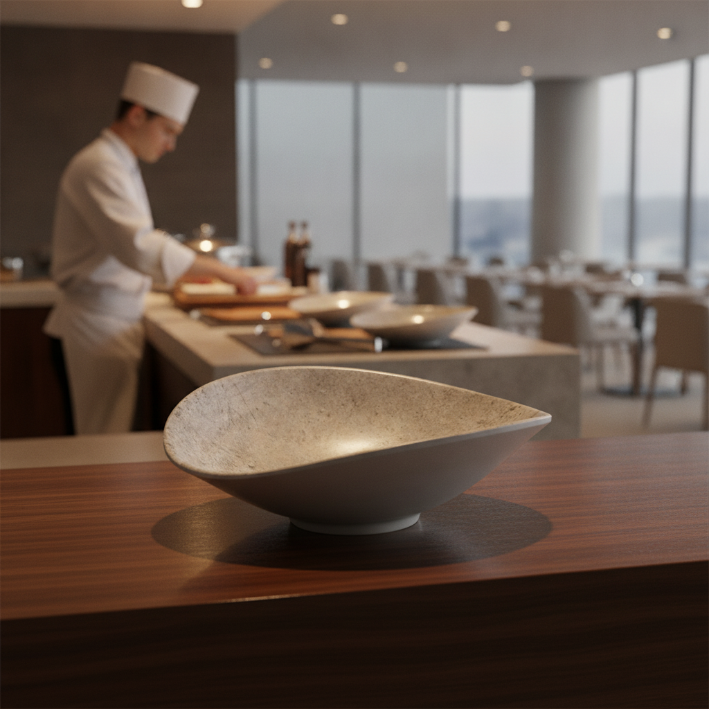 Melamine Grey Curved Bowl 180ml for Buffet Service