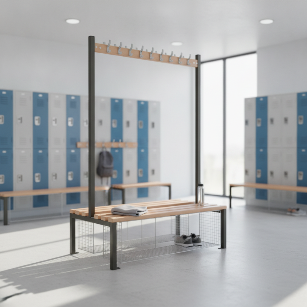 Powder Coated Steel Double-sided Island Seating for Schools & Gyms