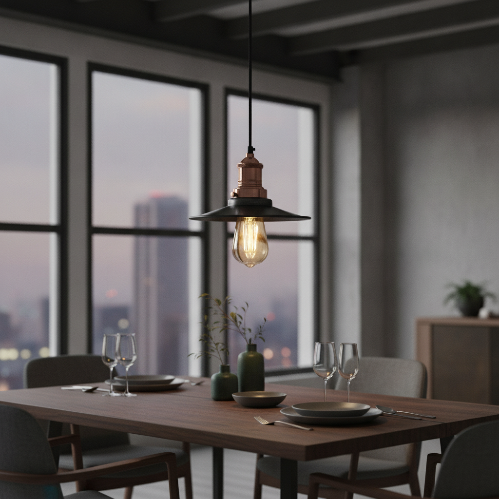 Iron Flat Pendant Light 205mm in Pewter for Stylish Interiors