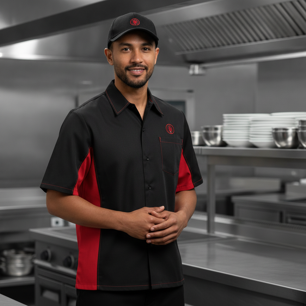 Polycotton Unisex Contrast Shirt with Cool Vent for Hospitality