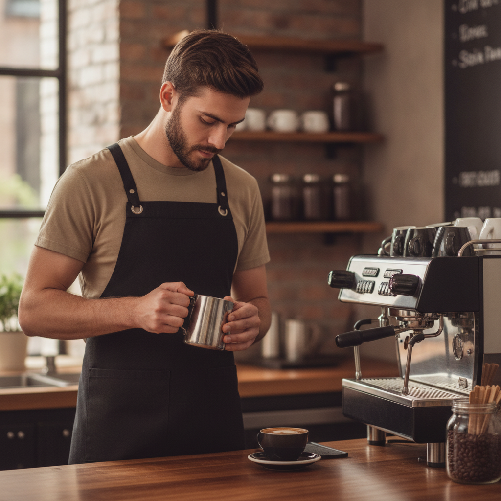 Cotton Canvas Bib Apron Black for Artisan Cafés