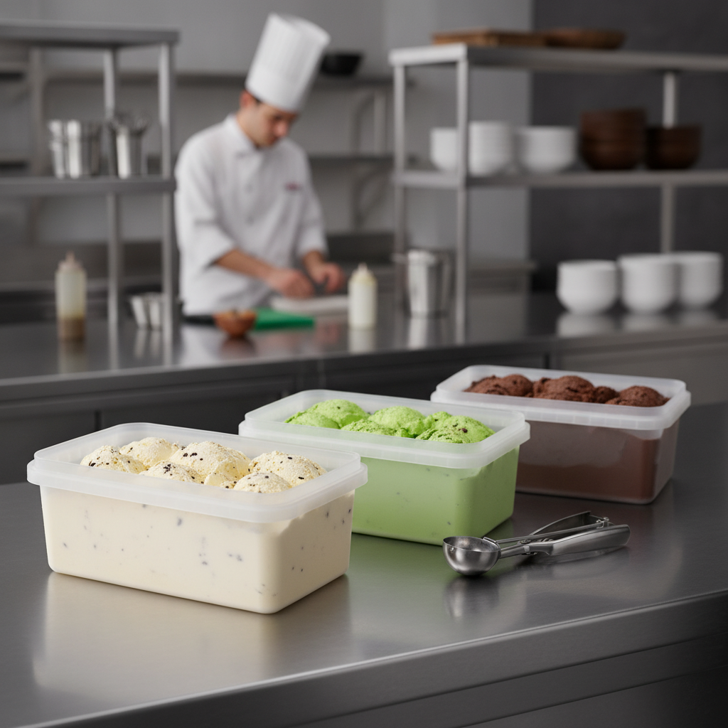 Plastic Ice Cream Container 1.2L for Home Use (Pack of 40)