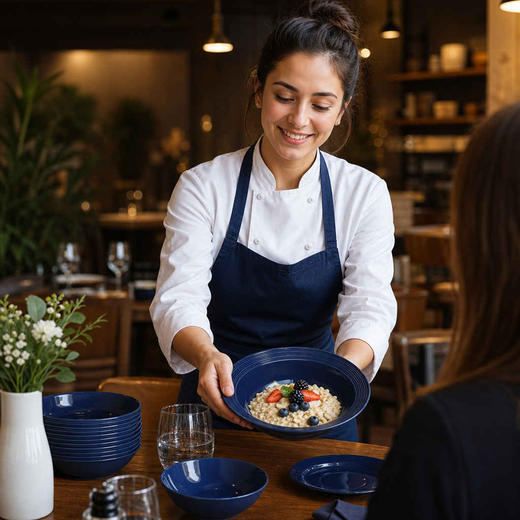 Oatmeal Bowls Midnight 340ml Blue Porcelain for Stylish Dining (Pack of 12)