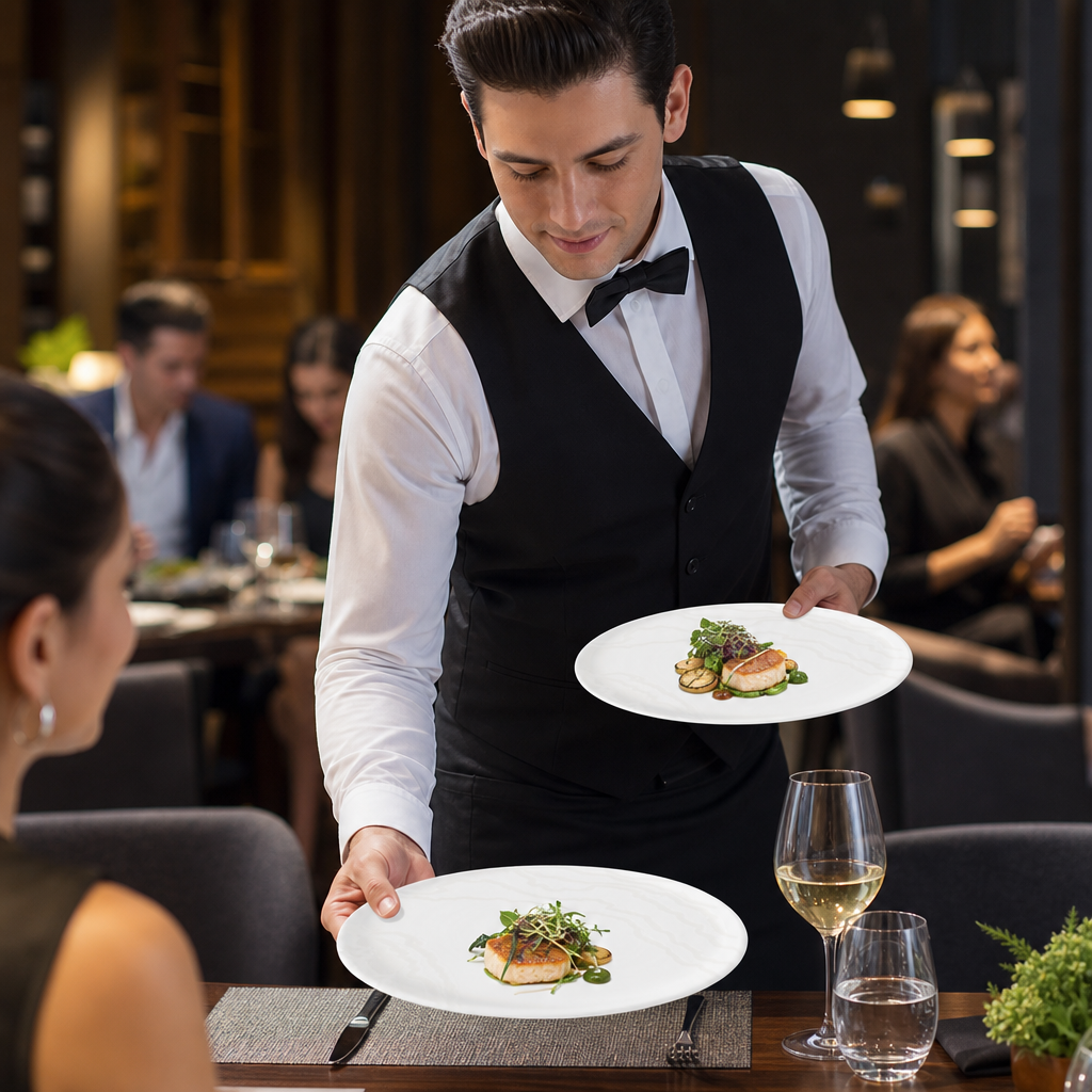 Walled Plates 210mm Vitrified Ceramic for Modern Hospitality (Pack of 6)