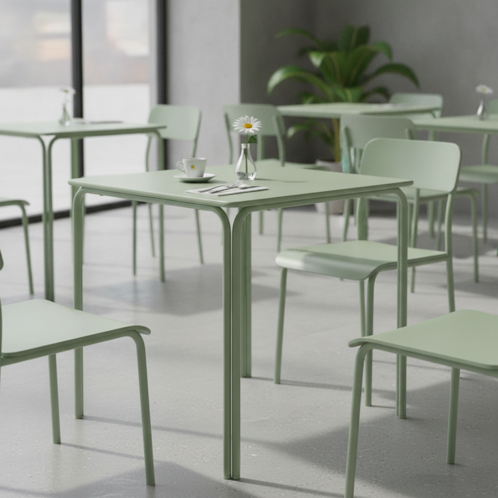 Powder-Coated Steel Square Table 700mm for Restaurants & Cafés