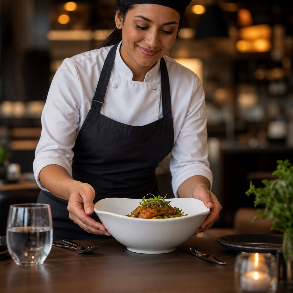 Rounded Square Bowls 180mm Porcelain for Casual Dining (Pack of 12)