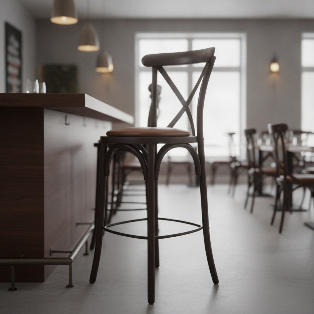 Rubber Wood Bar Chair with Tan Seat 1180mm for Stylish Dining