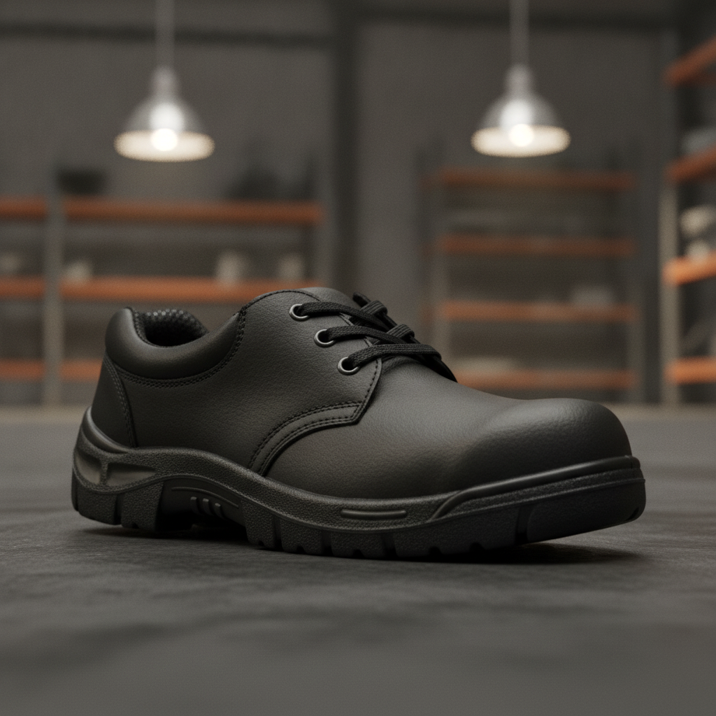 Leather Safety Shoes with Steel Toecaps for Professional Use